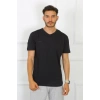 Moda Çizgi Erkek Siyah %100 Pamuklu T-Shirt 27486