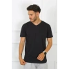 Moda Çizgi Erkek Siyah %100 Pamuklu T-Shirt 27486