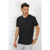 Moda Çizgi Erkek Siyah %100 Pamuklu T-Shirt 27486