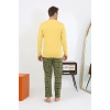 Moda Çizgi Erkek Uzun Kol Penye Sarı Pijama Takımı 6861