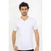 Moda Çizgi Erkek V Yaka Beyaz Penye Atlet 6560