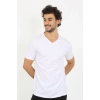 Moda Çizgi Erkek V Yaka Beyaz Penye Atlet 6560