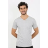 Moda Çizgi Erkek V Yaka Gri Penye Atlet 6560
