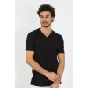 Moda Çizgi Erkek V Yaka Siyah Penye Atlet 6560