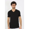 Moda Çizgi Erkek V Yaka Siyah Penye Atlet 6560