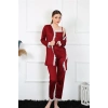 Moda Çizgi Kadın 3lü Bordo Sabahlık Takım 16108