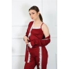 Moda Çizgi Kadın 3lü Bordo Sabahlık Takım 16108