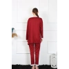 Moda Çizgi Kadın 3lü Bordo Sabahlık Takım 16108