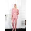 Moda Çizgi Kadın 3lü Gül Kurusu Sabahlık Pijama Takım 16103