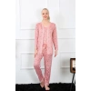 Moda Çizgi Kadın 3lü Gül Kurusu Sabahlık Pijama Takım 16103