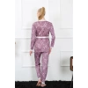 Moda Çizgi Kadın 3lü Lila Sabahlık Pijama Takım 16103
