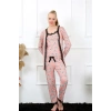 Moda Çizgi Kadın 3lü Somon Sabahlık Pijama Takım 16103
