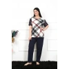 Moda Çizgi Kadın 5XL-6XL-7XL-8XL Büyük Beden Kısa Kol Pijama Takım 75003