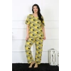 Moda Çizgi Kadın 5XL-6XL-7XL-8XL Büyük Beden Kısa Kol Pijama Takım 75007