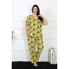 Moda Çizgi Kadın 5XL-6XL-7XL-8XL Büyük Beden Kısa Kol Pijama Takım 75007