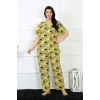 Moda Çizgi Kadın 5XL-6XL-7XL-8XL Büyük Beden Kısa Kol Pijama Takım 75007