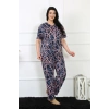 Moda Çizgi Kadın 5XL-6XL-7XL-8XL Büyük Beden Kısa Kol Pijama Takım 75008