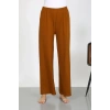Moda Çizgi Kadın Bürümcük Kumaş Hafif-Esnek Pantolon 210074 Kahve