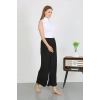 Moda Çizgi Kadın Bürümcük Kumaş Hafif-Esnek Pantolon 210074 Siyah