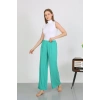 Moda Çizgi Kadın Bürümcük Kumaş Hafif-Esnek Pantolon 210074 Yeşil