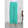 Moda Çizgi Kadın Bürümcük Kumaş Hafif-Esnek Pantolon 210074 Yeşil