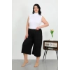 Moda Çizgi Kadın Büyük Beden Bürümcük Kapri 27561Siyah