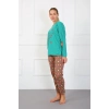 Moda Çizgi Kadın Büyük Beden Penye Pijama Takım 202180