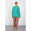 Moda Çizgi Kadın Büyük Beden Penye Pijama Takım 202180