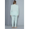 Moda Çizgi Kadın Büyük Beden Penye Uzun Kol Pijama Takım 202212