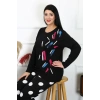 Moda Çizgi Kadın Büyük Beden Penye Uzun Kol Pijama Takım 202215