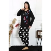 Moda Çizgi Kadın Büyük Beden Penye Uzun Kol Pijama Takım 202215