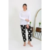 Moda Çizgi Kadın Büyük Beden Tek Alt Pijama Siyah 27553