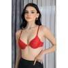Moda Çizgi Kadın Destekli Balenli Taş Detaylı Sütyen 2407 Kırmızı