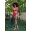Moda Çizgi Kadın Destekli Fiyonklu Alt Üst Kırmızı Bikini Takım 35008