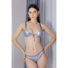 Moda Çizgi Kadın Destekli İp Dekolte Sütyen Takım 3806 Gri