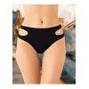 Moda Çizgi Kadın Fantezi Siyah Tanga Külot 8026