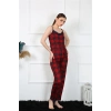 Moda Çizgi Kadın İp Askılı Kırmızı Ekoseli Pijama Takım 4135