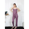 Moda Çizgi Kadın İp Askılı Mürdüm Pijama Takım 4136