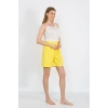 Moda Çizgi Kadın İp Askılı Pamuk Penye Şortlu Takım Sarı 3620