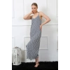 Moda Çizgi Kadın İp Askılı Uzun Gecelik 821