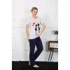 Moda Çizgi Kadın Kısa Kol Penye Pİjama Takımı 4208