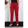 Moda Çizgi Kadın Pamuk Penye Cepli Tek Alt Pijama Bordo 27512