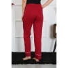 Moda Çizgi Kadın Pamuk Penye Cepli Tek Alt Pijama Bordo 27512
