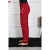 Moda Çizgi Kadın Pamuk Penye Cepli Tek Alt Pijama Bordo 27512