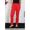 Moda Çizgi Kadın Pamuk Penye Cepli Tek Alt Pijama Kırmızı 27512