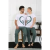 Moda Çizgi Kadın Pamuk Penye Sevgili Kombini Pijama Takımı Beyaz 50127 Tek Takım Fiyatıdır