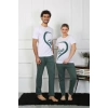 Moda Çizgi Kadın Pamuk Penye Sevgili Kombini Pijama Takımı Beyaz 50127 Tek Takım Fiyatıdır