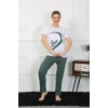 Moda Çizgi Kadın Pamuk Penye Sevgili Kombini Pijama Takımı Beyaz 50127 Tek Takım Fiyatıdır