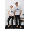 Moda Çizgi Kadın Pamuk Penye Sevgili Kombini Pijama Takımı Gri 50126 Tek Takım Fiyatıdır