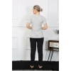 Moda Çizgi Kadın Pamuk Penye Sevgili Kombini Pijama Takımı Gri 50126 Tek Takım Fiyatıdır